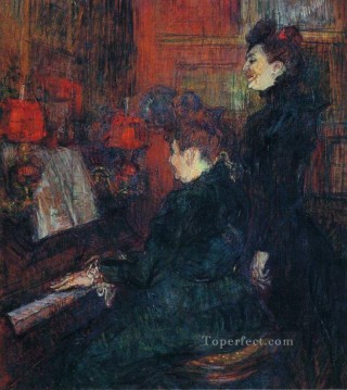 アンリ・ド・トゥールーズ・ロートレック Painting - 歌のレッスン 教師ミリ・ディハウとファヴロー夫人 1898年 トゥールーズ・ロートレック・アンリ・ド